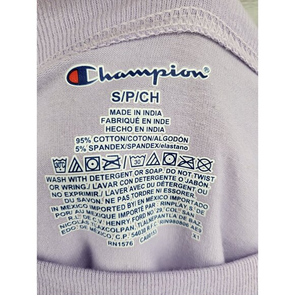 Champion Womens Lavender Long Sleeve‎ Crop Top S Cotton/Spandex - Picture 8 of 9